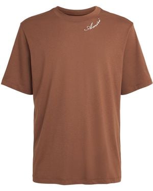 Amiri Cotton Script T-Shirt - Brown