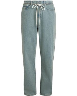 About Blank Shoelace Belt Wide-Leg Jeans - Blue