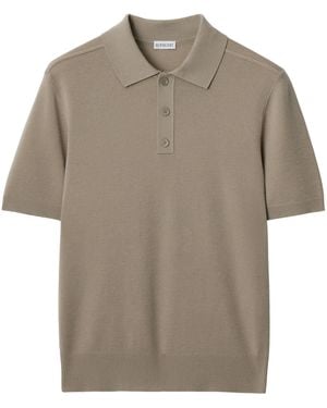 Burberry Wool-Silk Crest Polo Shirt - Grey