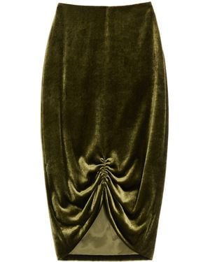 Valentino Velvet Gathered Midi Skirt - Green