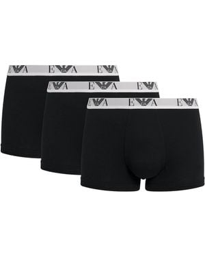 Emporio Armani Stretch-Cotton Logo Trunks - Black