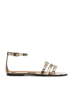 Marina Rinaldi Leather Snakeskin-Effect Sandals - White