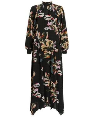 AllSaints Floral Print Viscose Maxi Dress - Black