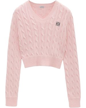Loewe Cotton Cable-Knit Jumper - Pink