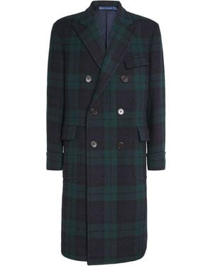 Polo Ralph Lauren Wool Tweed Double-Breasted Overcoat - Blue