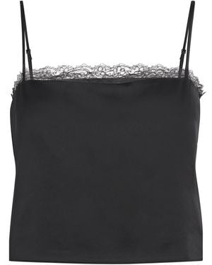 Leset Satin Lace-Trim Barb Cami Top - Black
