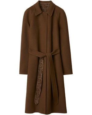 Burberry Wool-Cashmere-Silk Wrap Coat - Brown