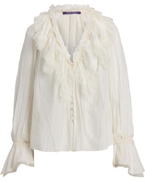 Ralph Lauren Cotton-Silk Kensley Blouse - White
