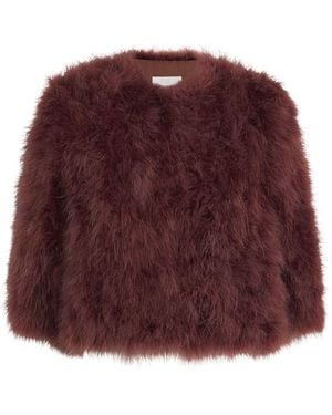 Yves Salomon Feather Cropped Jacket - Purple