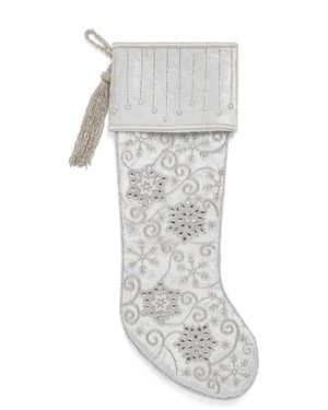 Harrods Snowflake-Embellished Stocking - White