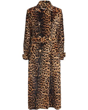 Nour Hammour Ponyhair Leopard Tate Overcoat - Brown