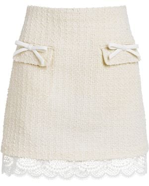 Self-Portrait Bouclé Lace Mini Skirt - Natural