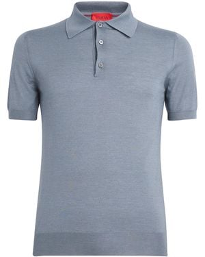 Isaia Cashmere-Silk Polo Shirt - Blue