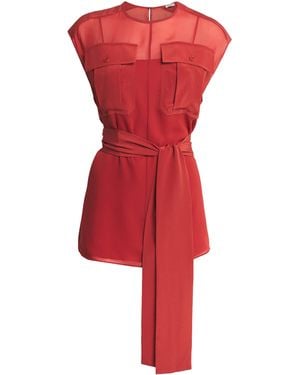 JOSEPH Crepe De Soie Silk Kniza Blouse - Red