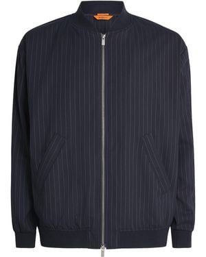Barena Stretch-Virgin Wool Pinstripe Bomber Jacket - Blue