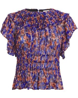 Ulla Johnson Silk Athene Ruffle Blouse - Purple