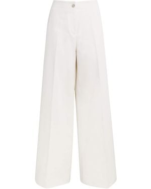 Brioni Cotton-Silk Wide-Leg Trousers - White