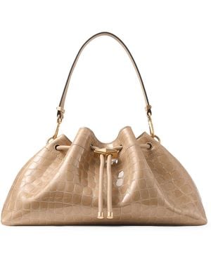 Jimmy Choo Medium Cinch Leather Shoulder Bag - Natural