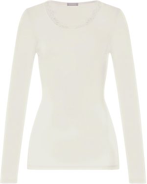 Hanro Wool-Silk Long-Sleeve T-Shirt - White