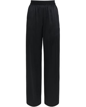 Eleventy Silk Wide-Leg Trousers - Black