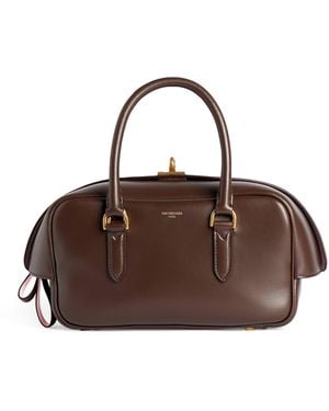 Balenciaga Lambskin Le 7 Top-Handle Bag - Brown