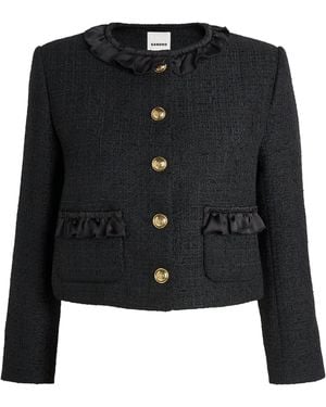 Sandro Tweed Ruffled Jacket - Black