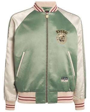 Evisu Satin Embroidered Bomber Jacket - Green