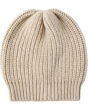 Brunello Cucinelli Silk-Cashmere Embellished Beanie - Natural