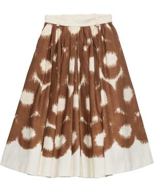 Prada Cotton Printed Midi Skirt - Brown