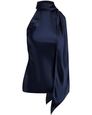 Ralph Lauren Stretch-Silk Charmeuse Blouse - Blue