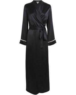 Gilda & Pearl Silk Girl Loves Pearl Long Robe - Black