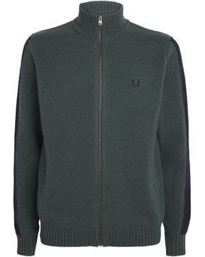 Fred Perry Cotton-Wool Zip-Up Cardigan - Green