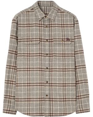 Burberry Wool Check Flannel Shirt - Grey