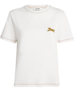 Sandro Cotton Embellished T-Shirt - White