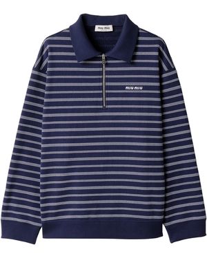 Miu Miu Stripe Polo Shirt - Blue
