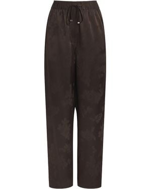 Ganni Satin Jacquard Drawstring Trousers - Brown