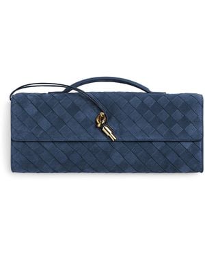 Bottega Veneta Suede Andiamo Clutch Bag - Blue