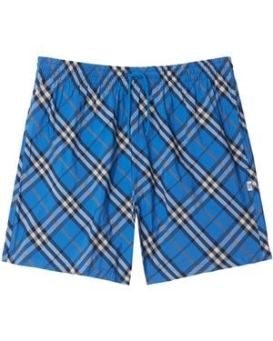 Burberry Check Swim Shorts - Blue