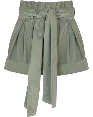 Balmain Pleated Belted Shorts - Green