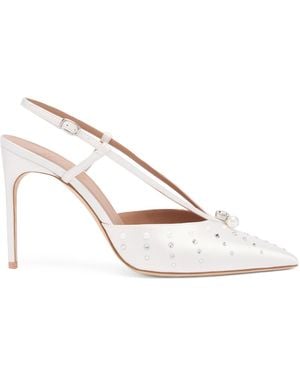Malone Souliers Satin Moore Slingback Heels 90 - White