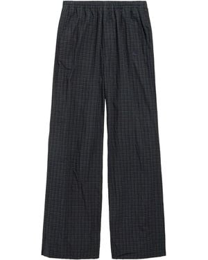 Balenciaga Cotton Check Track Joggers - Blue
