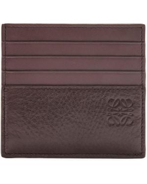 Loewe Leather Open Card Holder - Purple