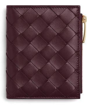 Bottega Veneta Small Leather Intrecciato Bifold Wallet - Purple