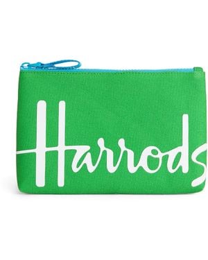 Harrods Small Cotton Logo Pouch - Green