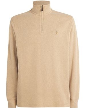 Polo Ralph Lauren Cotton Logo Quarter-Zip Jumper - Natural
