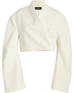 A.W.A.K.E. MODE Cropped Rounded-sleeve Blazer - White