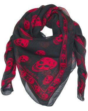 McQueen Silk Skull Scarf - Blue
