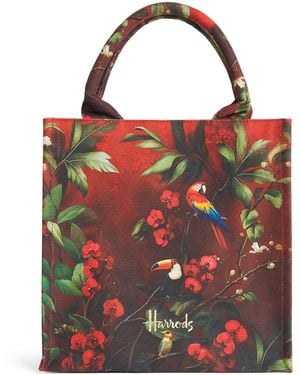 Harrods Small Exotics Blend 49 Tote Bag - Red