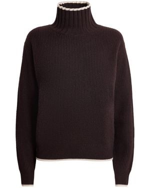 Sandro Wool-Cashmere High-Neck Sweater - Brown