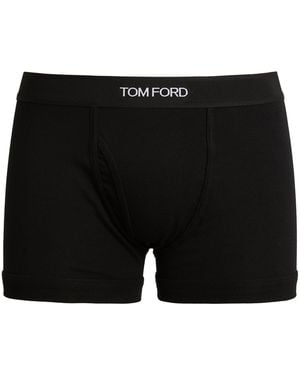 Tom Ford Stretch-Cotton Logo Boxers - Black